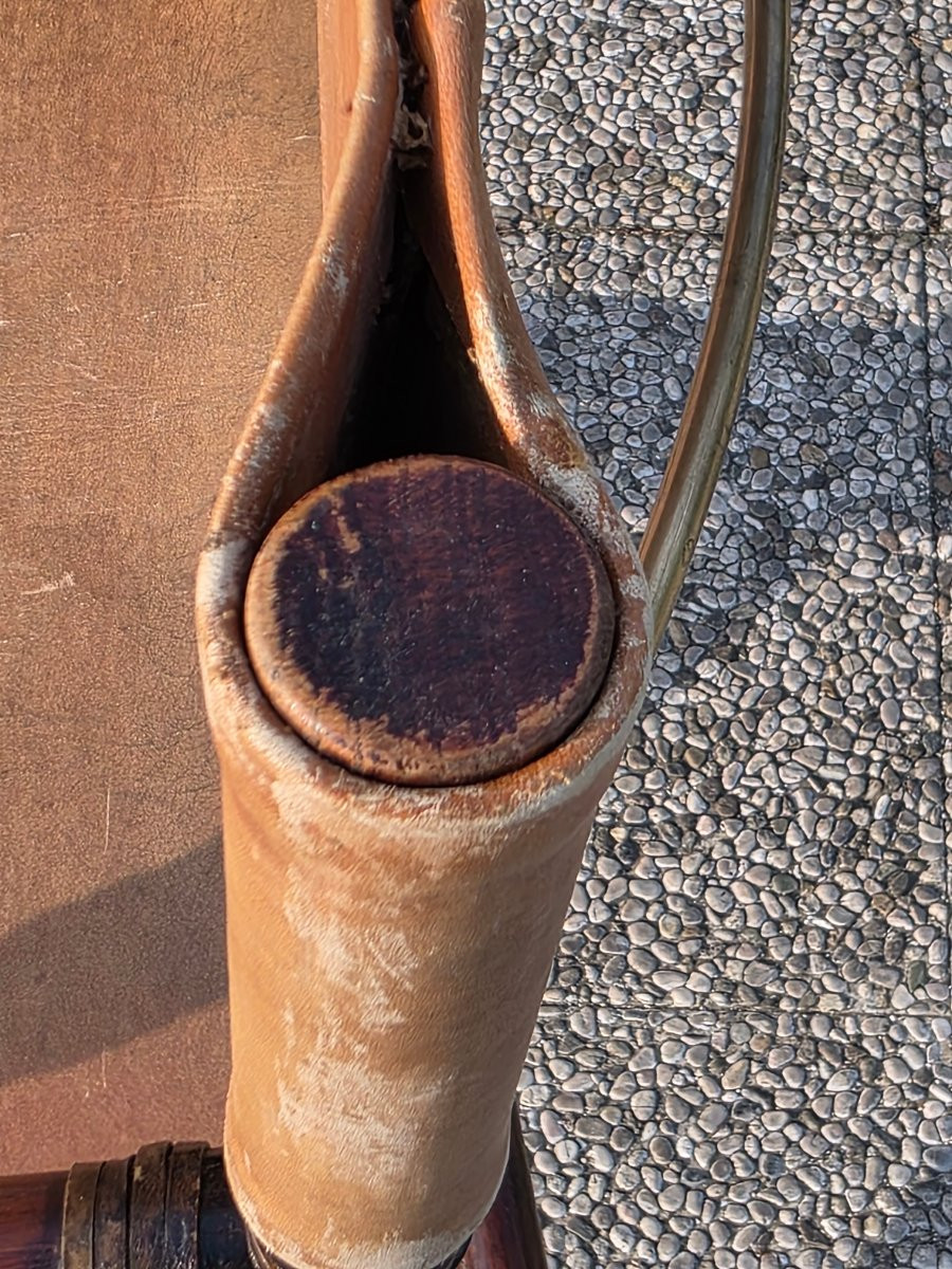 Sedia da regista pieghevole stile McGuire legno cuoio ottone anni ’70-photo-2