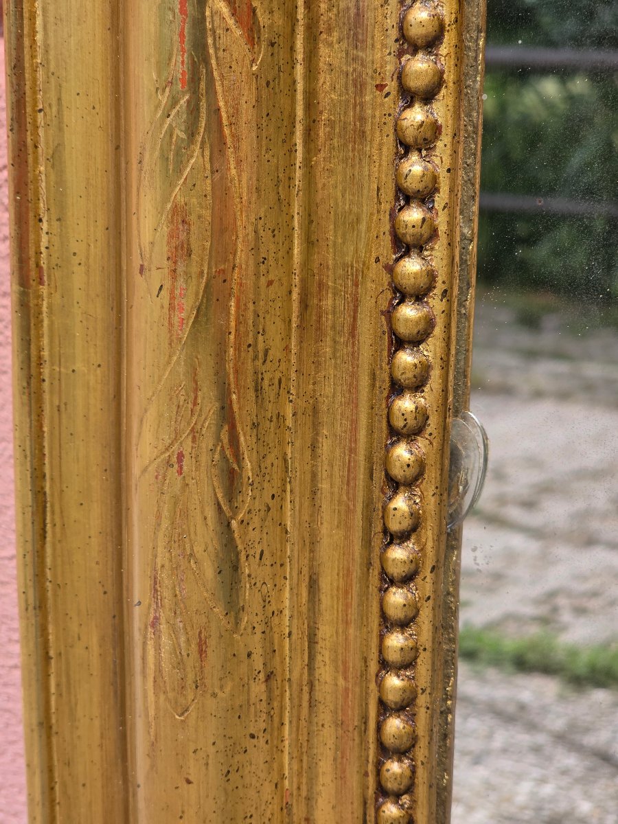 Specchiera francese dorata a foglia oro con specchio originale – XIX secol-photo-1