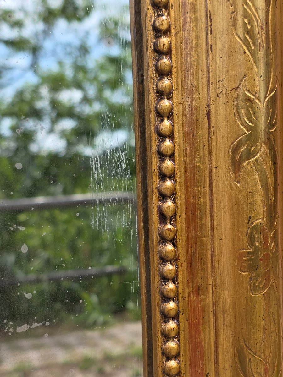 Specchiera francese dorata a foglia oro con specchio originale – XIX secol-photo-2