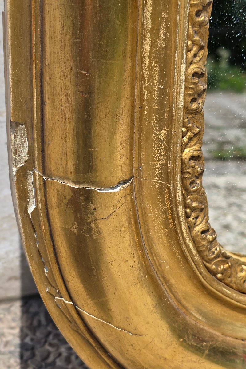 Grande specchiera francese Luigi Filippo dorata a foglia oro con specchio originale al mercurio-photo-3
