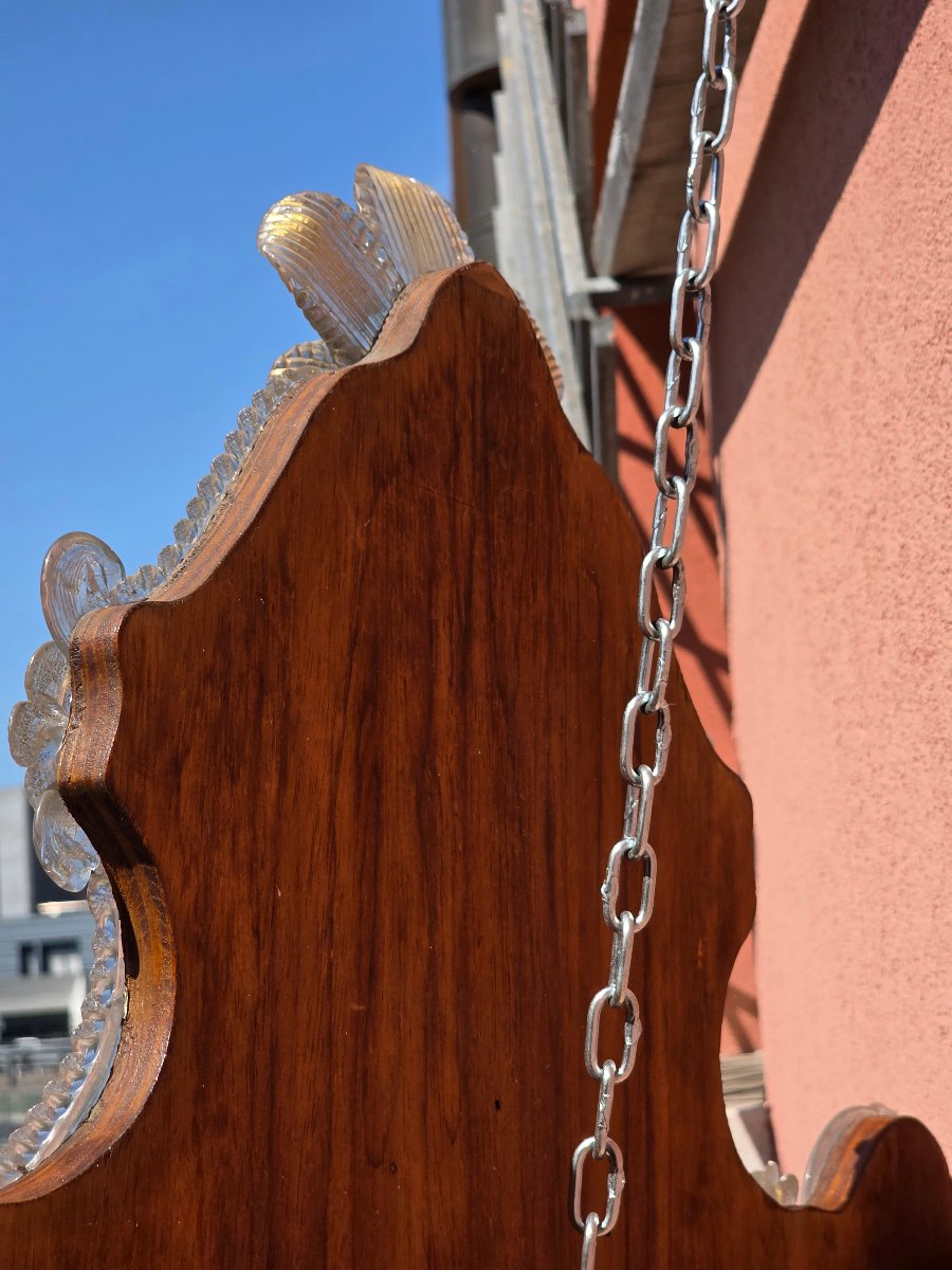 Grande specchiera veneziana in vetro di Murano inciso e molato, anni '50-photo-1
