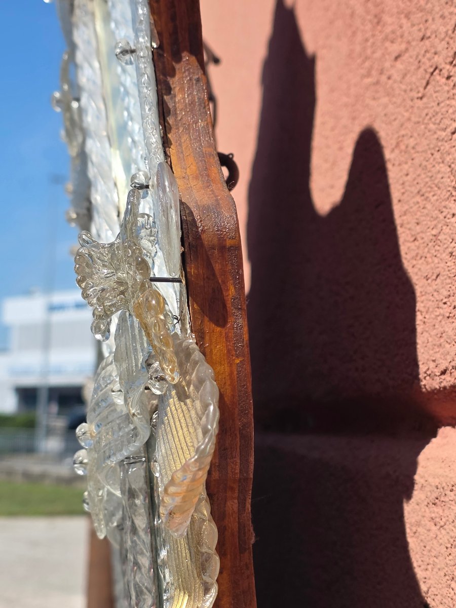 Grande specchiera veneziana in vetro di Murano inciso e molato, anni '50-photo-6