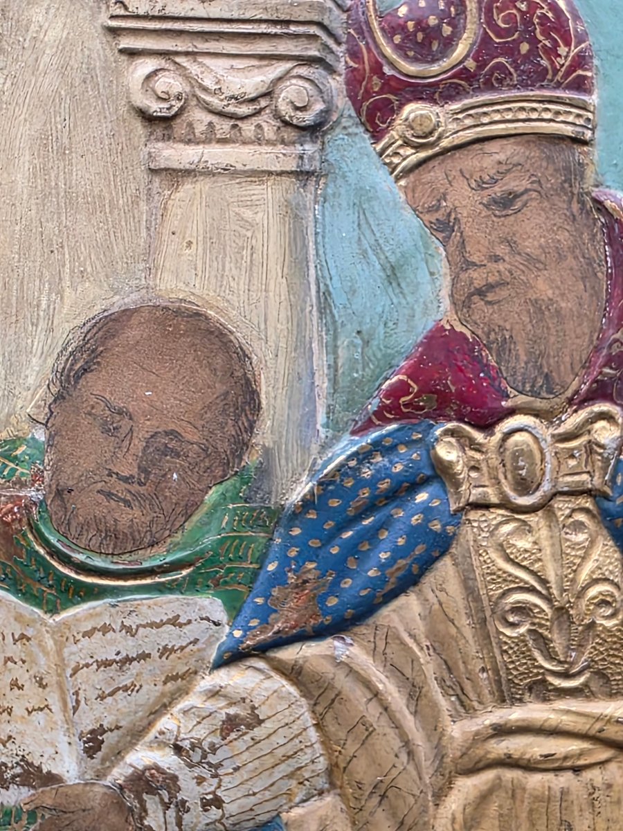 Coppia di pannelli devozionali dorati con scene della vita della Vergine, Veneto, fine XVIII se-photo-4