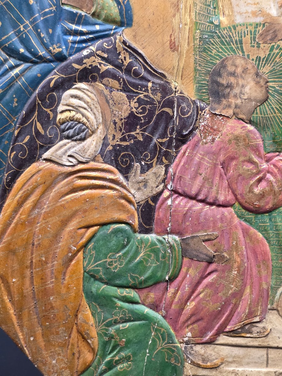 Coppia di pannelli devozionali dorati con scene della vita della Vergine, Veneto, fine XVIII se-photo-1