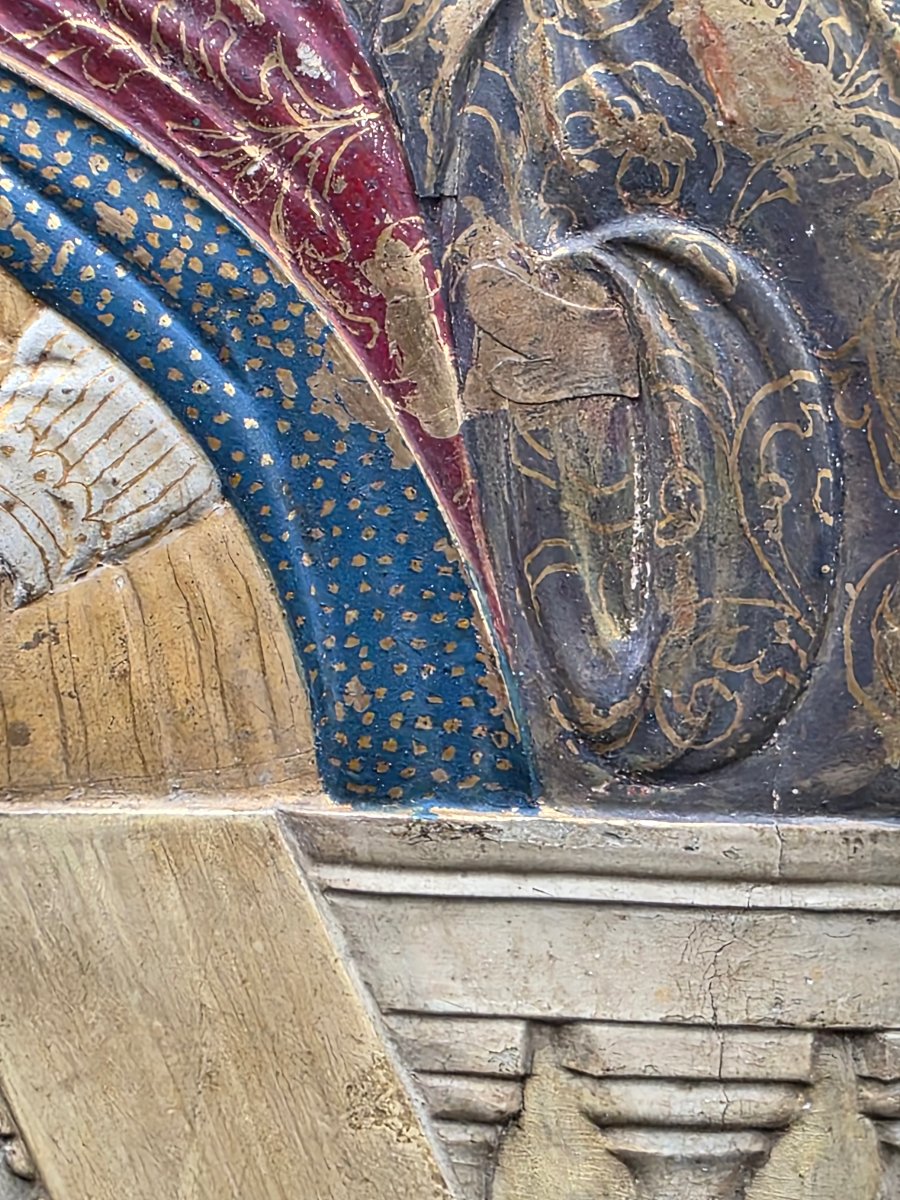 Coppia di pannelli devozionali dorati con scene della vita della Vergine, Veneto, fine XVIII se-photo-3