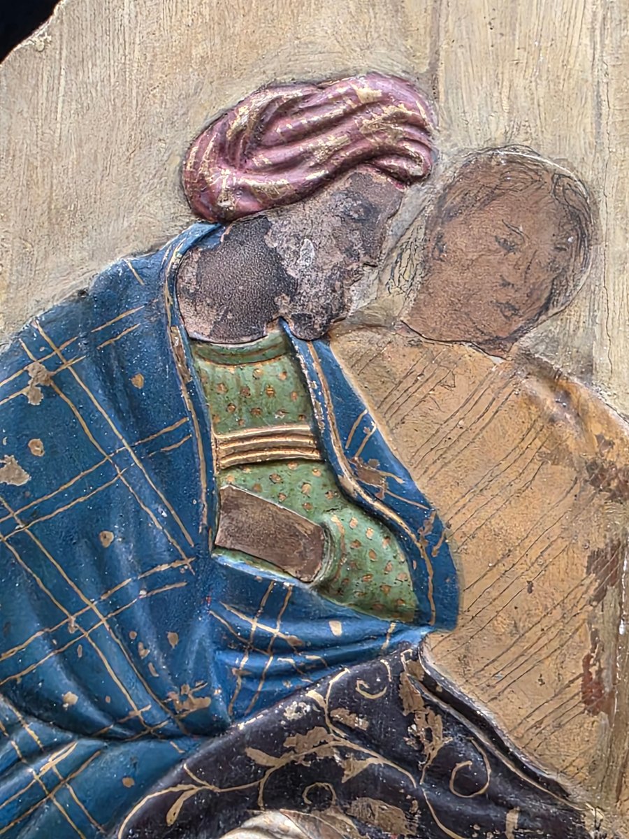 Coppia di pannelli devozionali dorati con scene della vita della Vergine, Veneto, fine XVIII se-photo-6