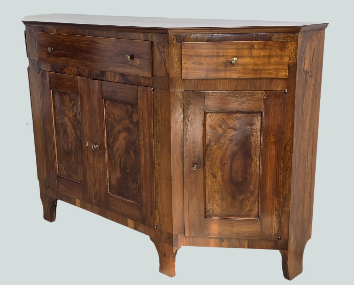 Grande credenza scantonata in noce massello – Italia, primi anni del XIX secolo-photo-3
