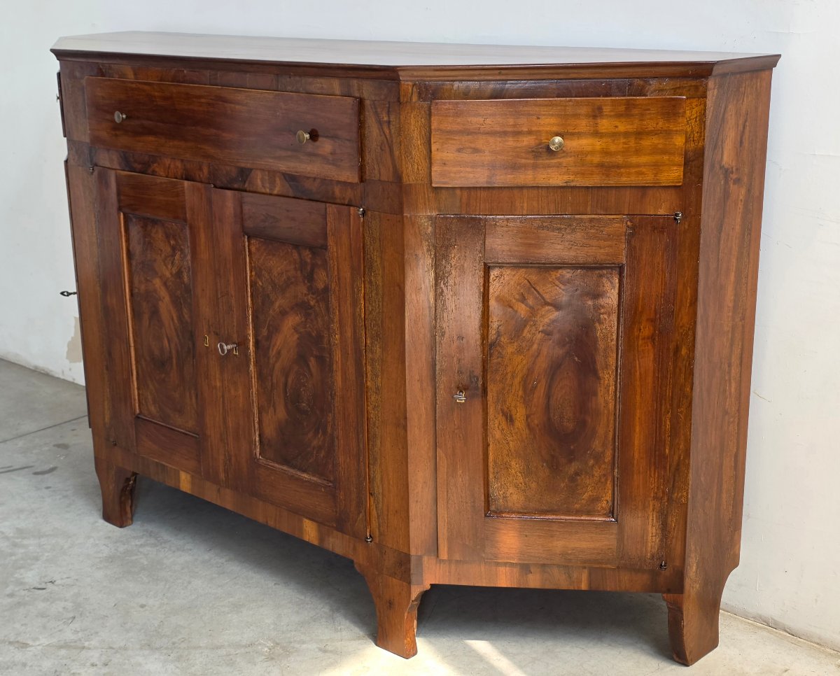 Grande credenza scantonata in noce massello – Italia, primi anni del XIX secolo-photo-4