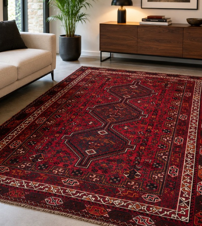 Grande tappeto persiano di manifattura tribale annodato a mano, anni '60-'70, 225 × 162 cm-photo-8