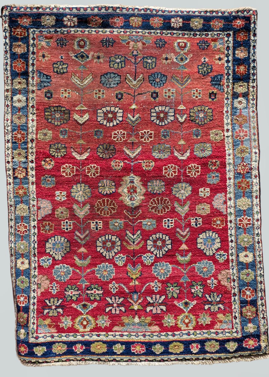 Tappeto persiano artigianale in lana – Decoro floreale – Iran, anni '70-'80