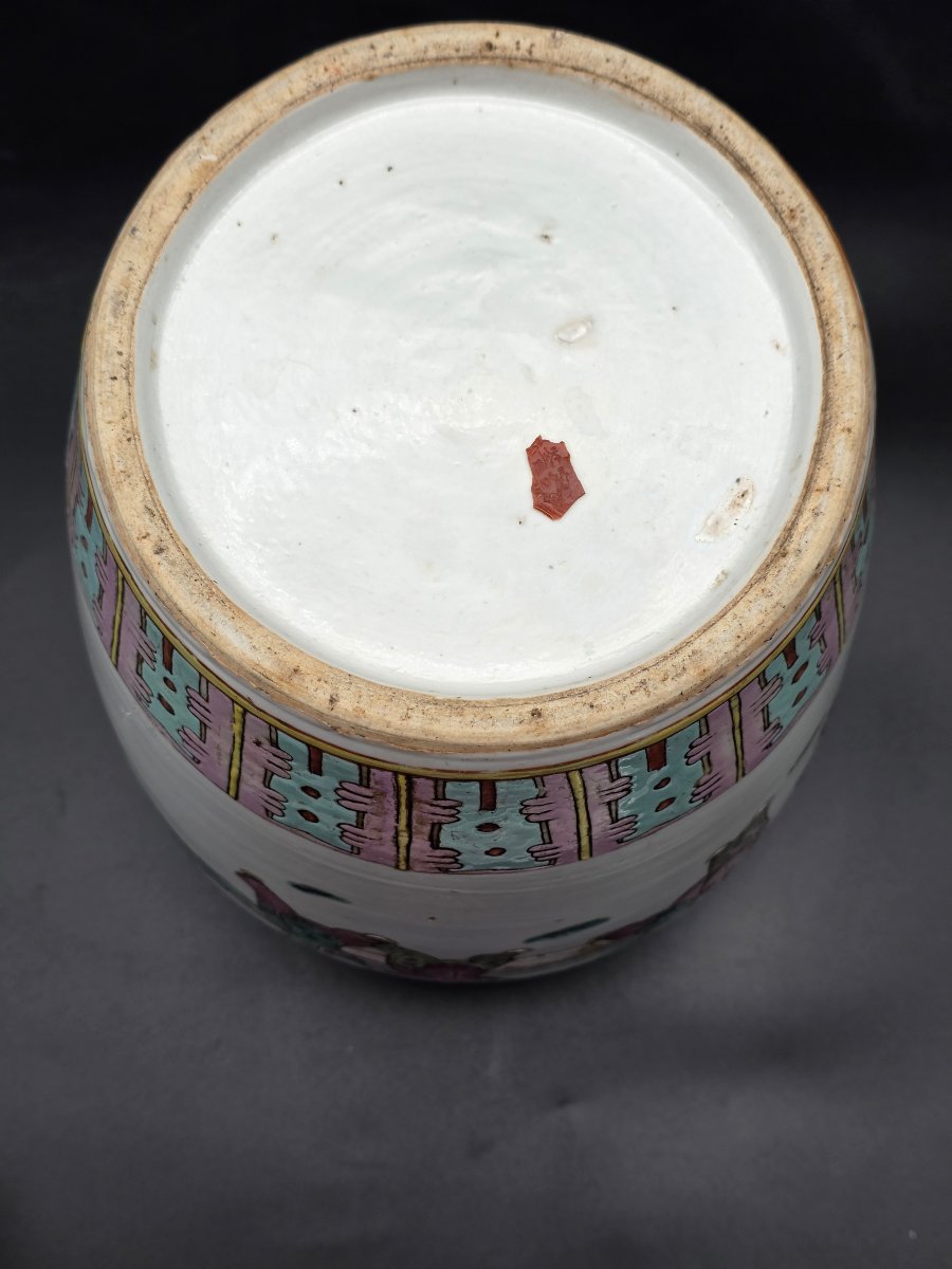Grande vaso potiche cinese in porcellana dipinta con coperchio – prima metà XX secolo-photo-3