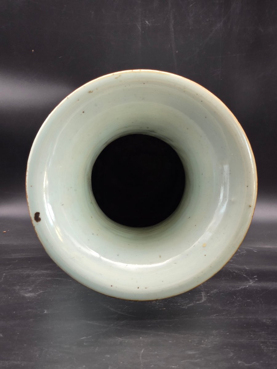 Grande vaso cinese in porcellana con scene figurate e calligrafia - H 59,5 cm-photo-2
