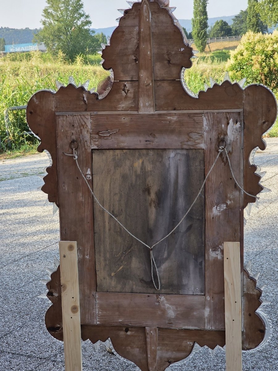 Grande specchiera veneziana in vetro di Murano incisa e soffiata-photo-1