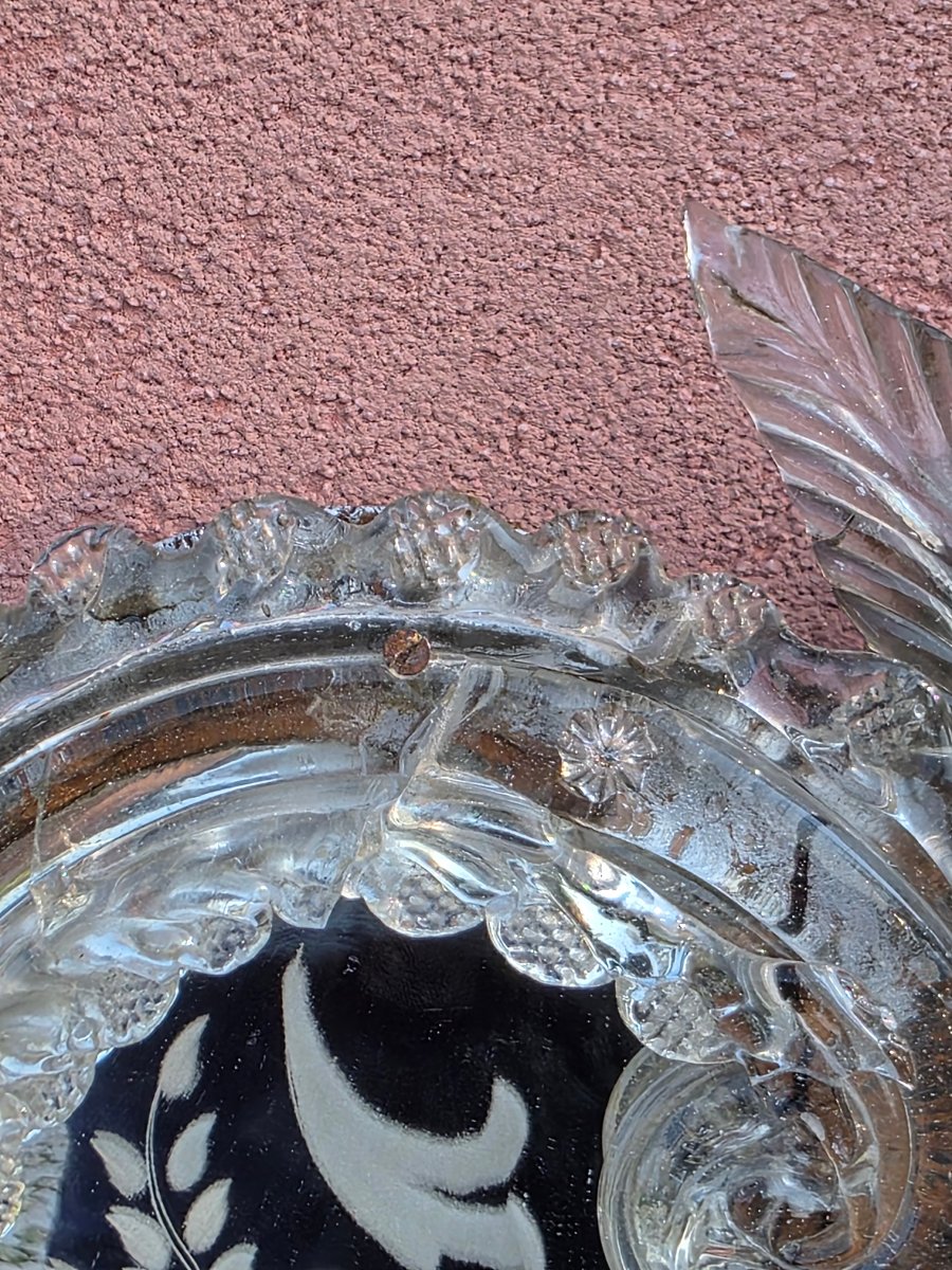 Grande specchiera veneziana in vetro di Murano incisa e soffiata-photo-8