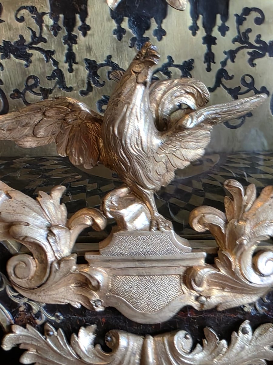 Pendola Cartel Luigi XV francese in legno ebanizzato e bronzo dorato, XVIII secolo-photo-4