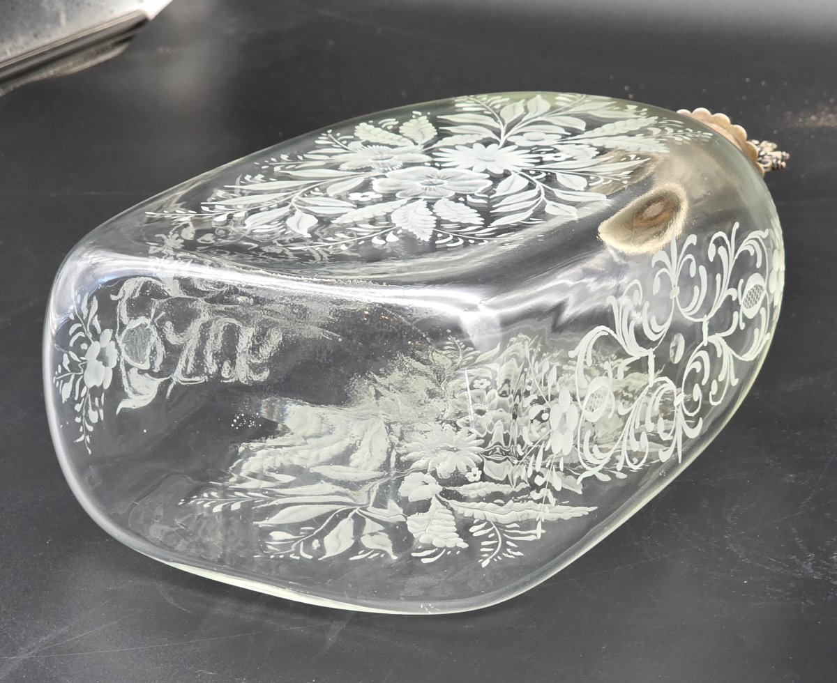 Bottiglia da liquore in vetro inciso con tappo in argento 800, Venezia, fine XIX secolo-photo-6