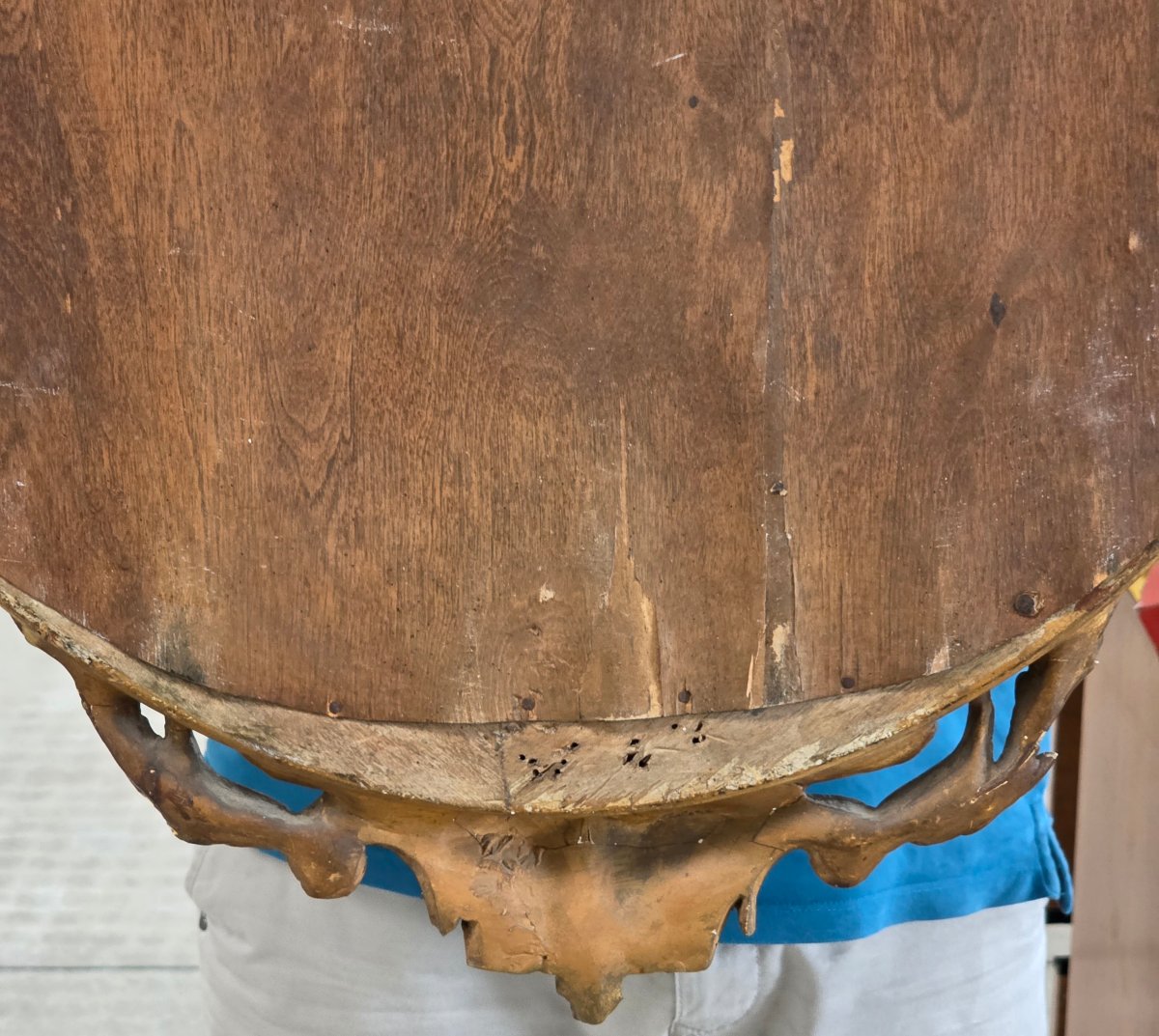 Specchiera ovale francese dorata con nodo d’amore – epoca Napoleone III, XIX secolo-photo-2