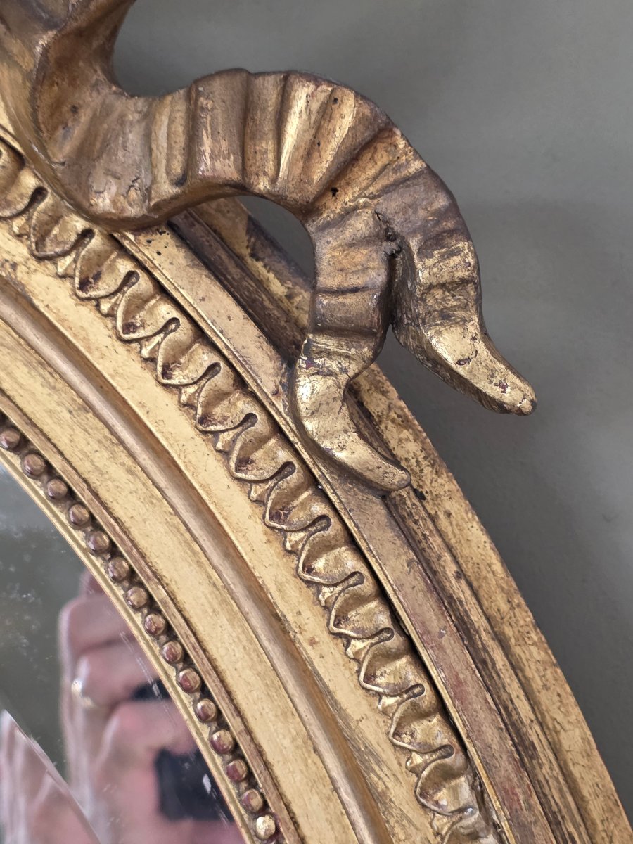 Specchiera ovale francese dorata con nodo d’amore – epoca Napoleone III, XIX secolo-photo-7