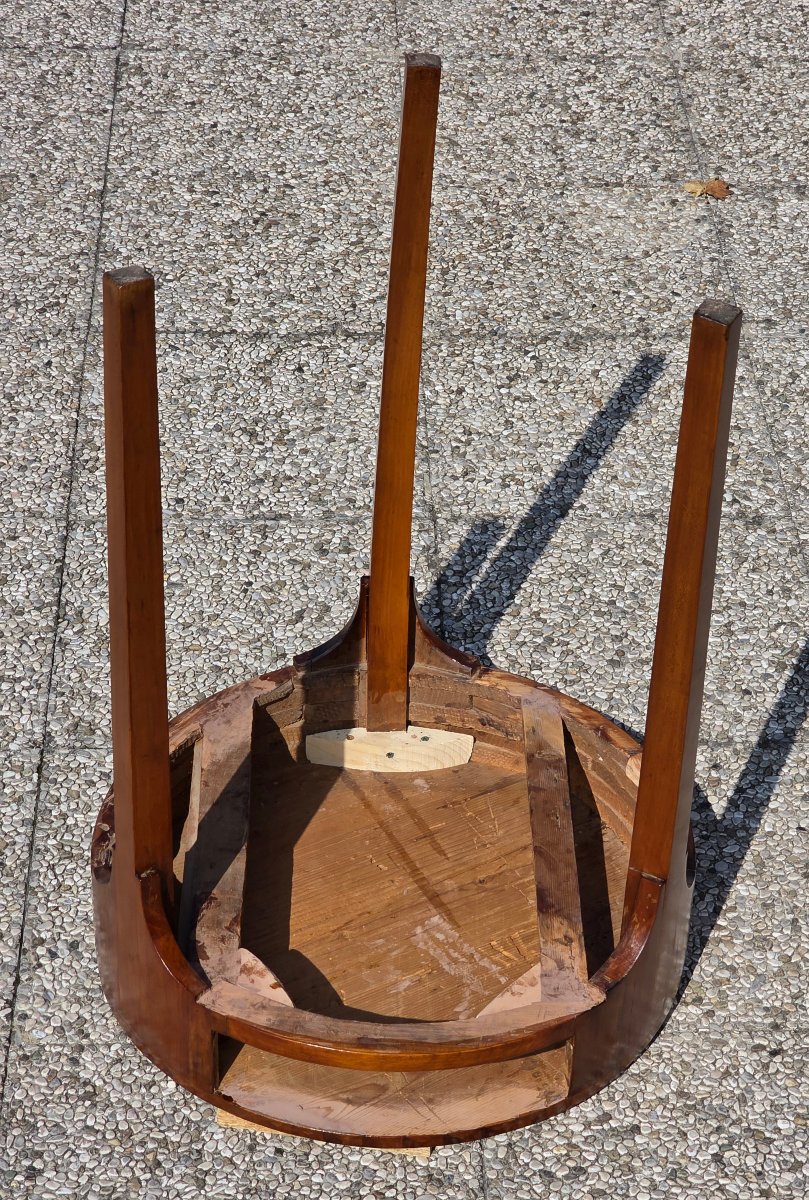 Tavolino rotondo veneto Direttorio-Impero in ciliegio intarsiato, inizi XIX secolo-photo-4