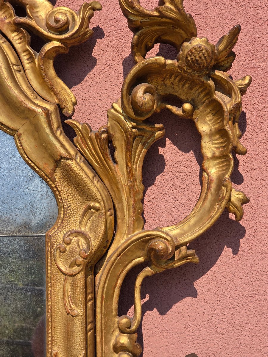 Grande specchiera veneziana intagliata e dorata in stile rococò, fine XIX – inizi XX secolo-photo-2