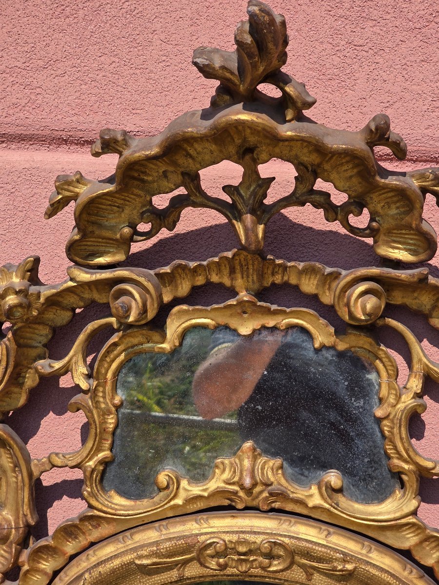 Grande specchiera veneziana intagliata e dorata in stile rococò, fine XIX – inizi XX secolo-photo-4