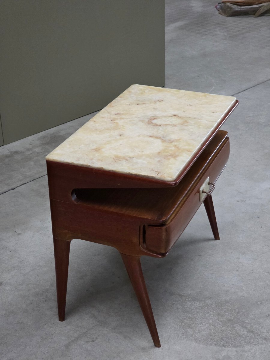 Coppia di comodini italiani in mogano e onice, design, anni '50-photo-2