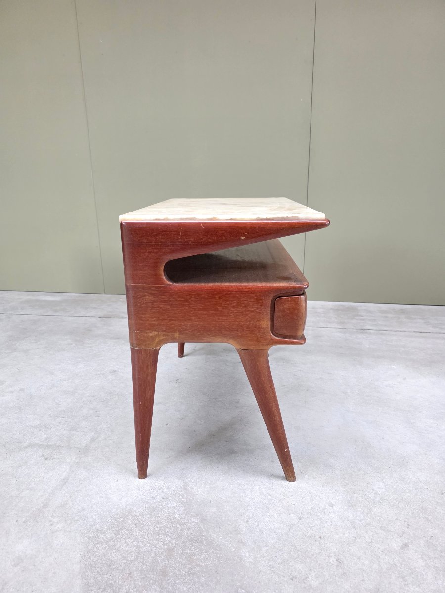 Coppia di comodini italiani in mogano e onice, design, anni '50-photo-4