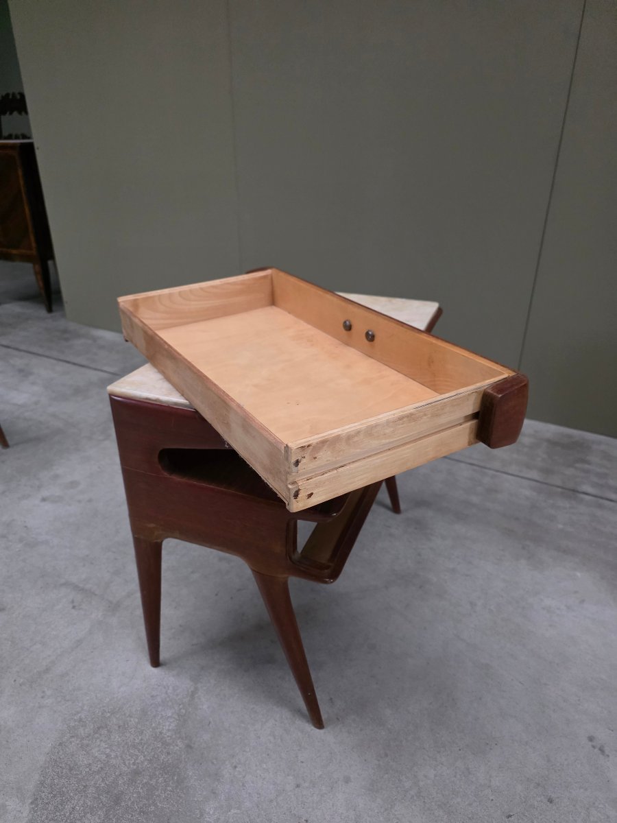 Coppia di comodini italiani in mogano e onice, design, anni '50-photo-8