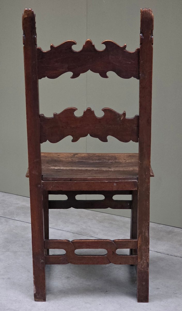 Seggiolone veneto in legno da frutto intagliato, fine XVII - inizi XVIII secolo-photo-4