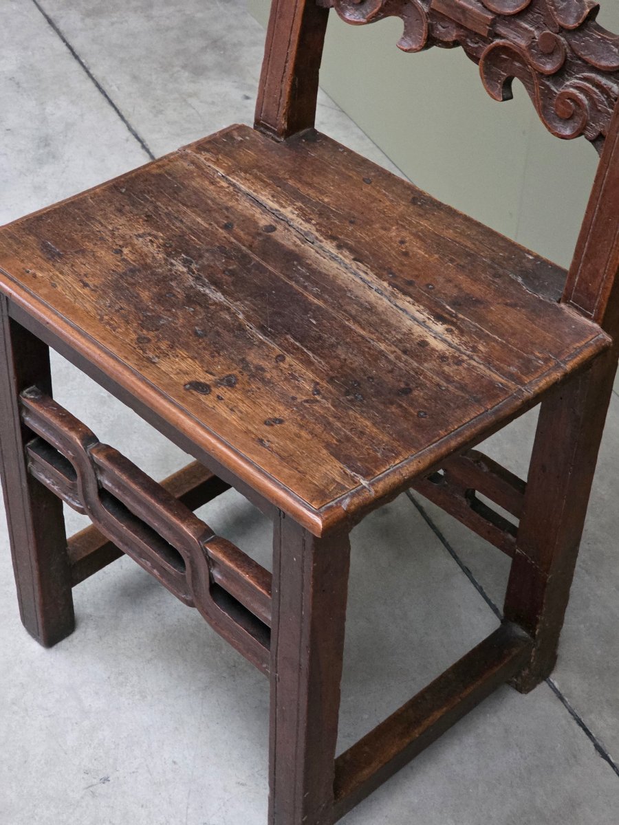 Seggiolone veneto in legno da frutto intagliato, fine XVII - inizi XVIII secolo-photo-3