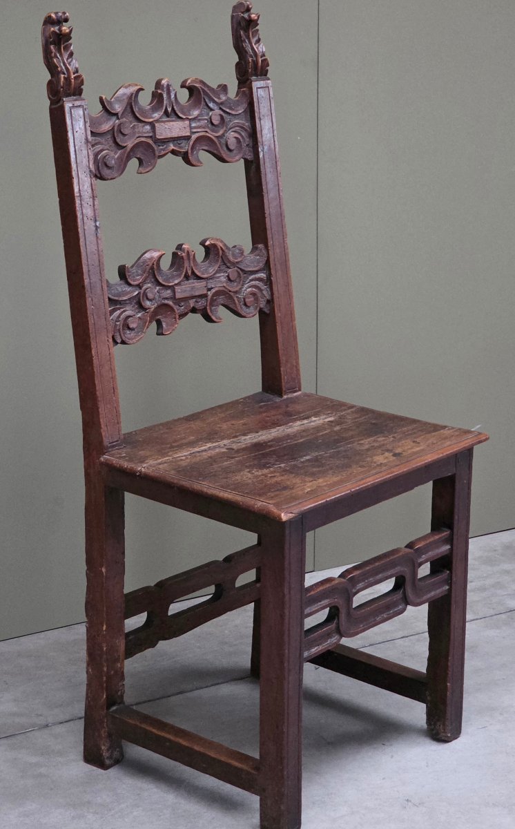 Seggiolone veneto in legno da frutto intagliato, fine XVII - inizi XVIII secolo-photo-5