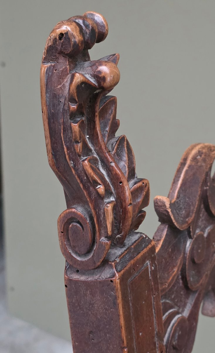 Seggiolone veneto in legno da frutto intagliato, fine XVII - inizi XVIII secolo-photo-6
