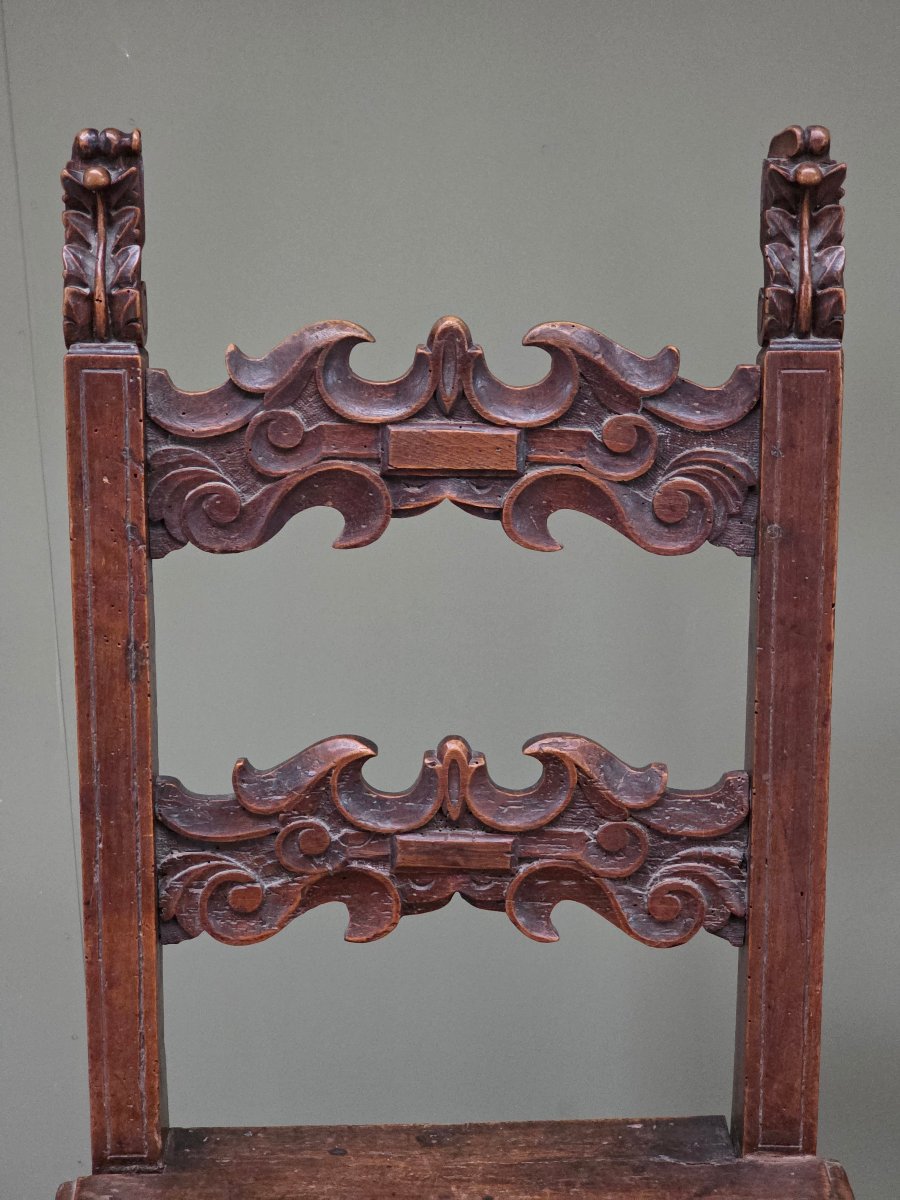 Seggiolone veneto in legno da frutto intagliato, fine XVII - inizi XVIII secolo-photo-7