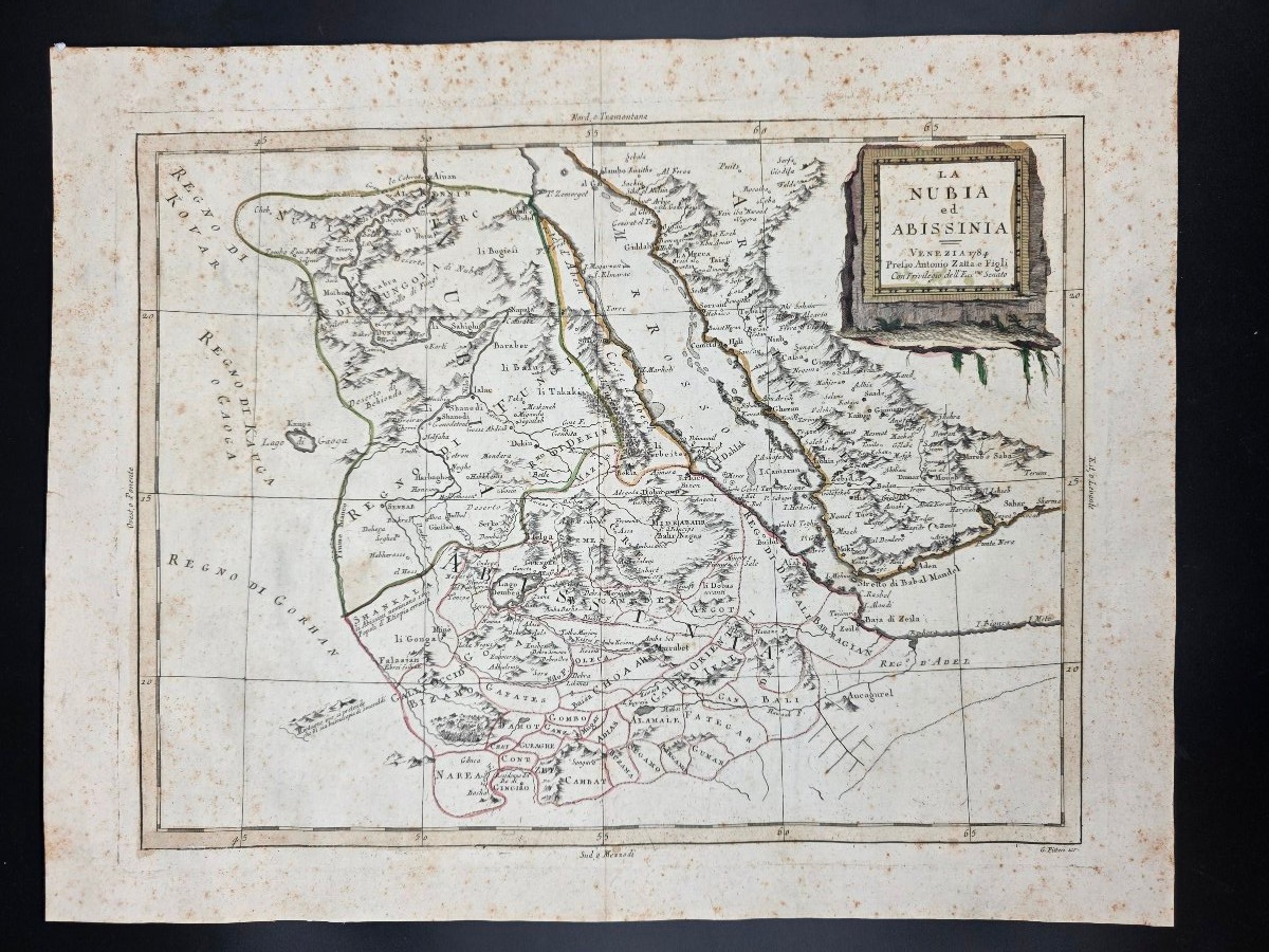 Carta geografica La Nubia ed Abissinia, Antonio Zatta, Venezia 1784, XVIII secolo