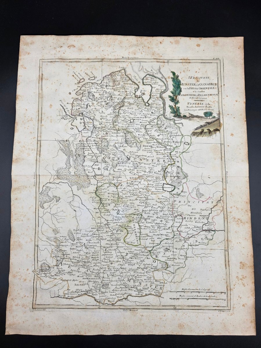Carta geografica dei Vescovati di Münster e Osnabrück, Antonio Zatta, Venezia 1781