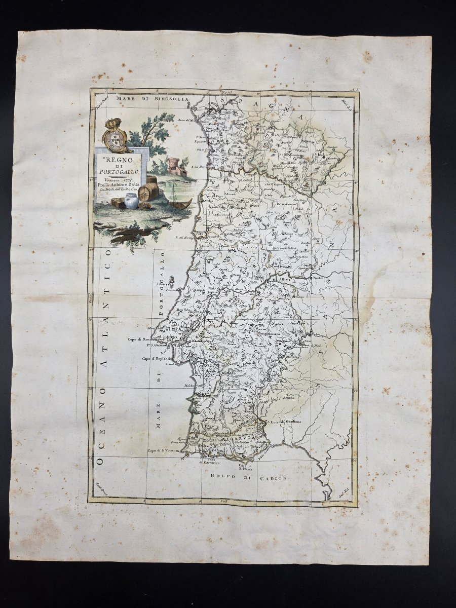 Carta geografica del Regno di Portogallo, Antonio Zatta, Venezia 1775, XVIII secolo