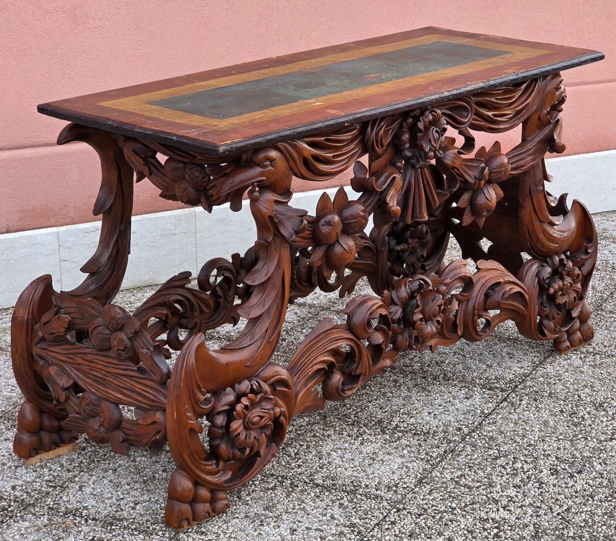 Grande console barocca veneta in legno intagliato, fine XVII - inizi XVIII secolo-photo-8