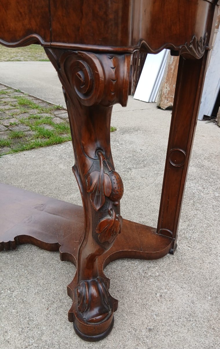 Coppia di console Luigi Filippo in noce intagliato – Veneto, XIX secolo-photo-1