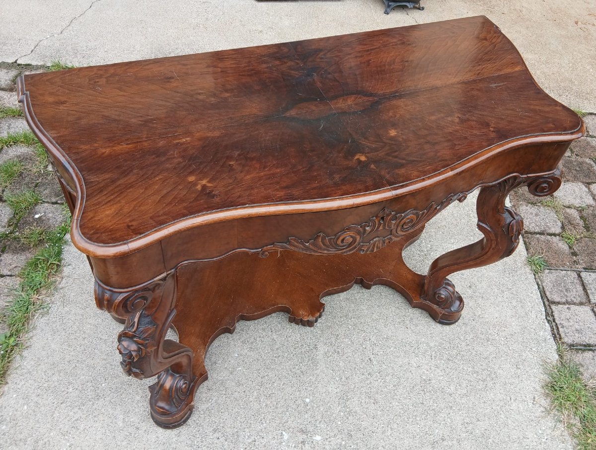 Coppia di console Luigi Filippo in noce intagliato – Veneto, XIX secolo-photo-4