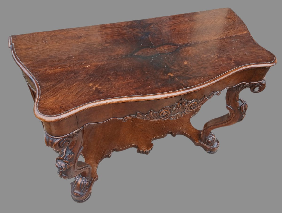 Coppia di console Luigi Filippo in noce intagliato – Veneto, XIX secolo-photo-7