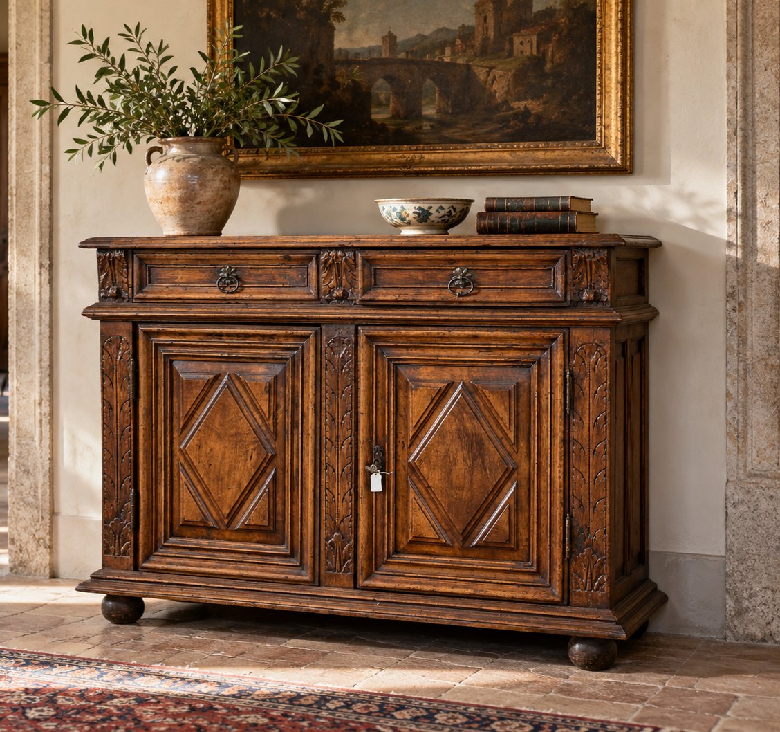 Credenza in noce massiccio, Italia settentrionale, XVII secolo-photo-1
