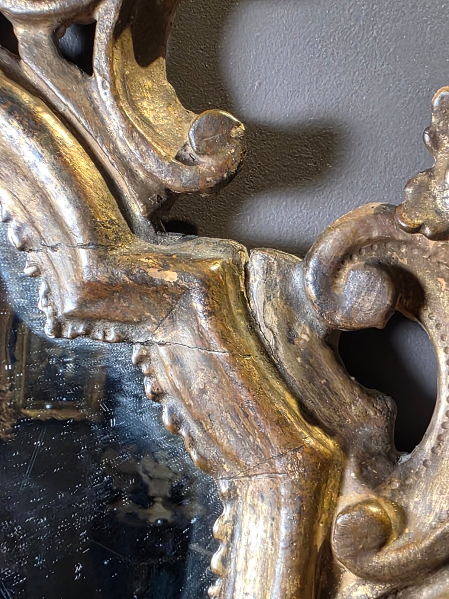 Coppia di specchiere veneziane in legno intagliato e dorato – Metà XX secolo-photo-3