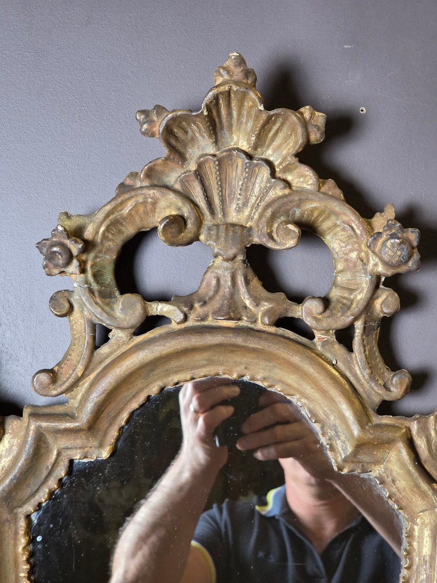 Coppia di specchiere veneziane in legno intagliato e dorato – Metà XX secolo-photo-7