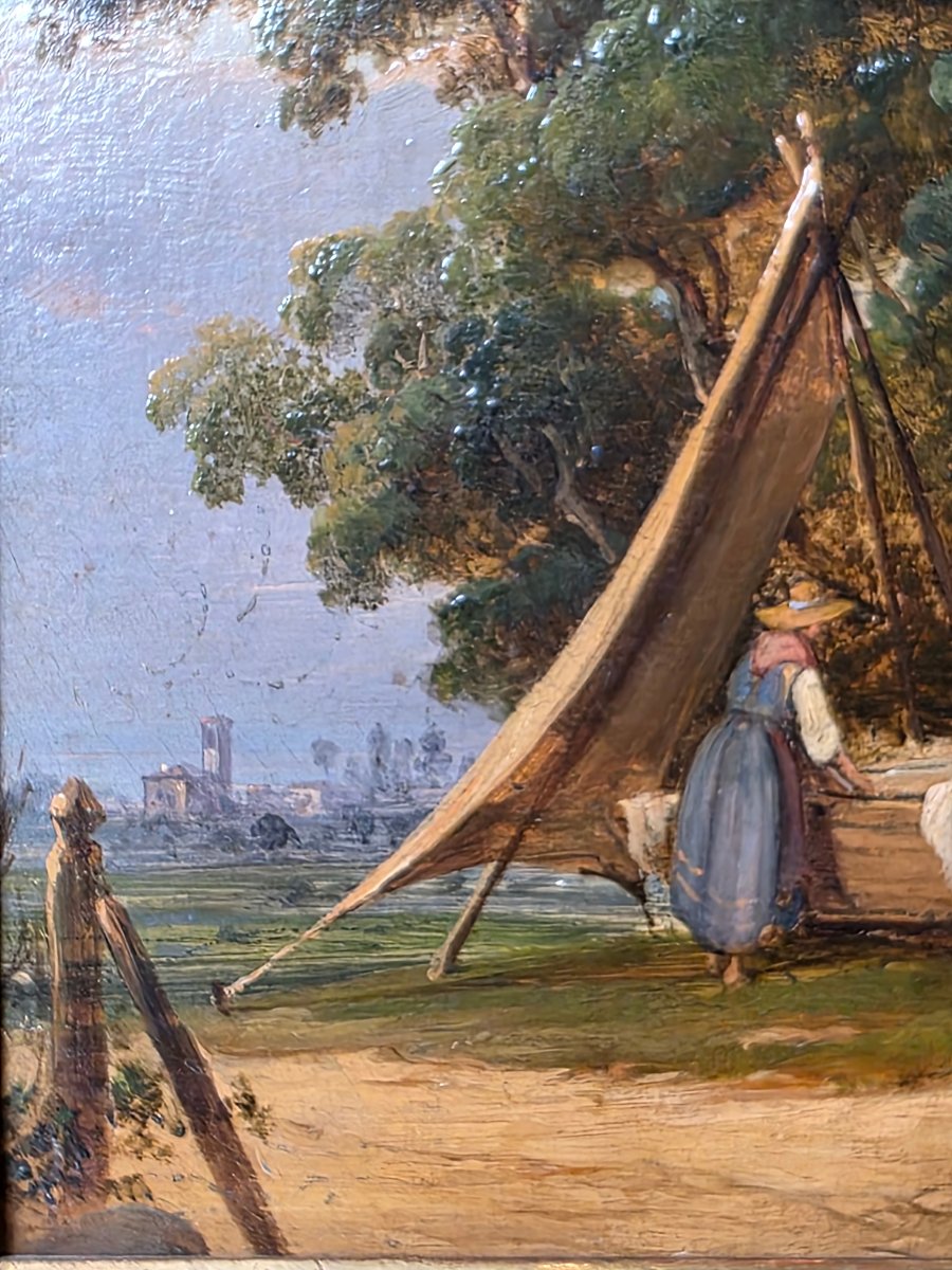 Salvatore Mazza (1819–1886) – Lavandaie presso un pozzo  – Olio su cartone-photo-4
