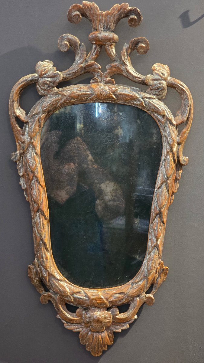 Coppia di specchiere piemontesi Luigi XVI in legno intagliato e argentato – XVIII secolo-photo-4