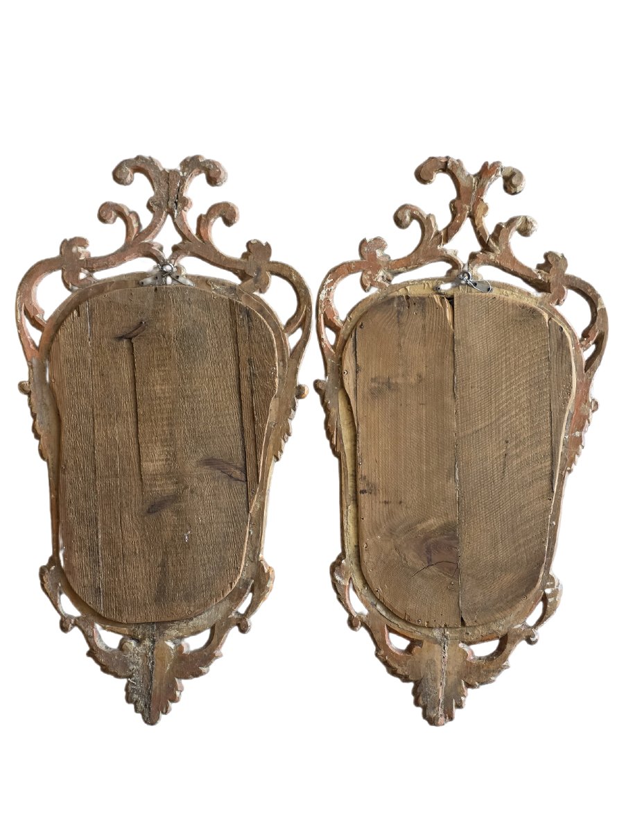 Coppia di specchiere piemontesi Luigi XVI in legno intagliato e argentato – XVIII secolo-photo-4