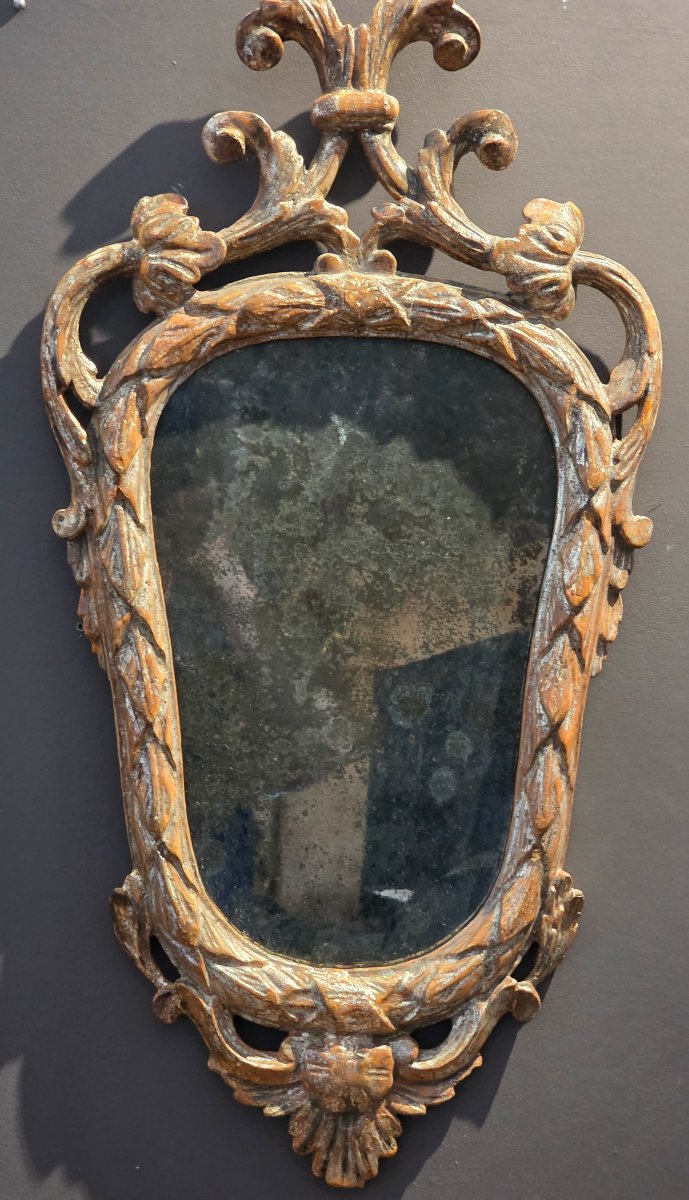 Coppia di specchiere piemontesi Luigi XVI in legno intagliato e argentato – XVIII secolo-photo-7