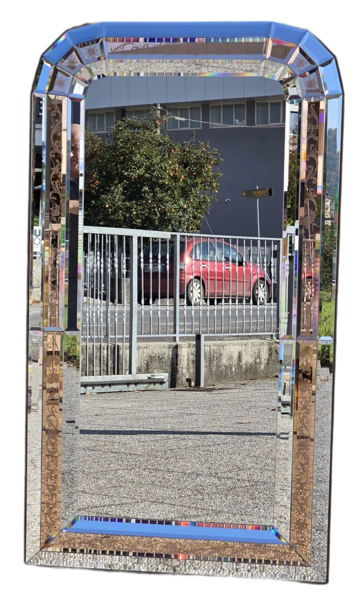 Grande specchiera veneziana in vetro molato e inciso – Anni '60-'70-photo-1