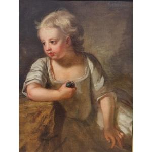 Ritratto di giovane bambina con frutto – Scuola veneta, metà XVIII secolo