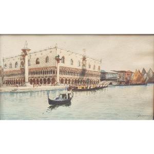 Veduta del Palazzo Ducale – Acquarello firmato Biondetti, inizio XX secolo